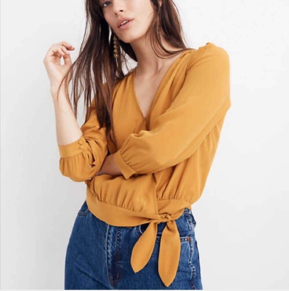 NWT Madewell Silk Wrap Top XL